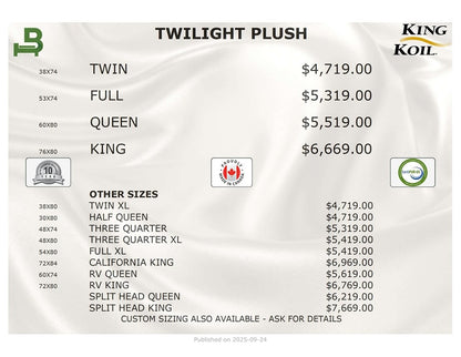 King Koil Mattress Twilight Euro Top Plush 16"