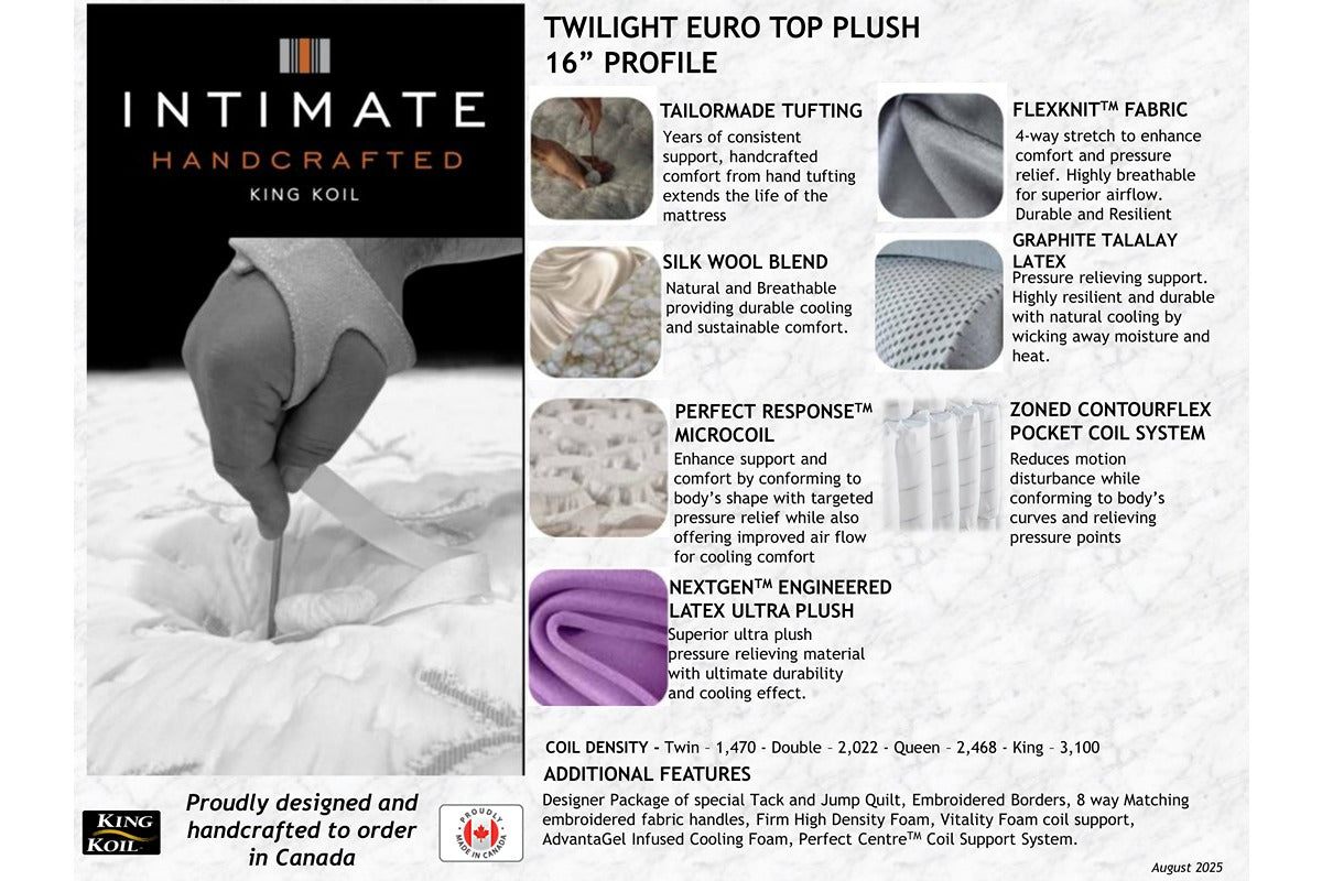 King Koil Mattress Twilight Euro Top Plush 16"