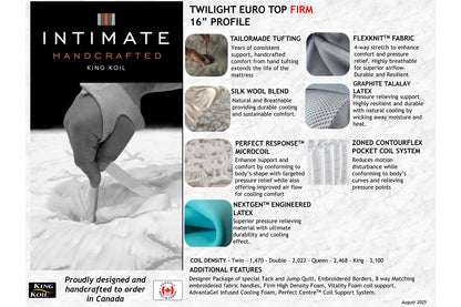 King Koil Mattress Twilight Euro Top Firm 16"