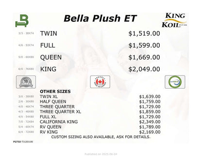 King Koil Mattress Bella Plush Euro Top 14" Mattress by King Koil