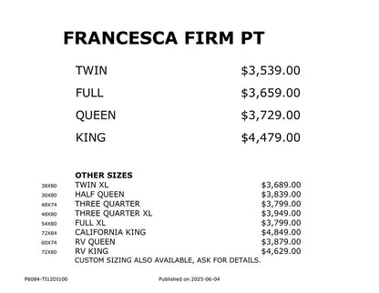 King Koil Mattress Francesca Firm Pillow Top 17" Mattress by King Koil