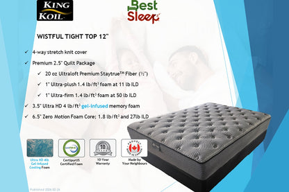 King Koil Mattress Wistful Tight Top 12" Mattress by King Koil