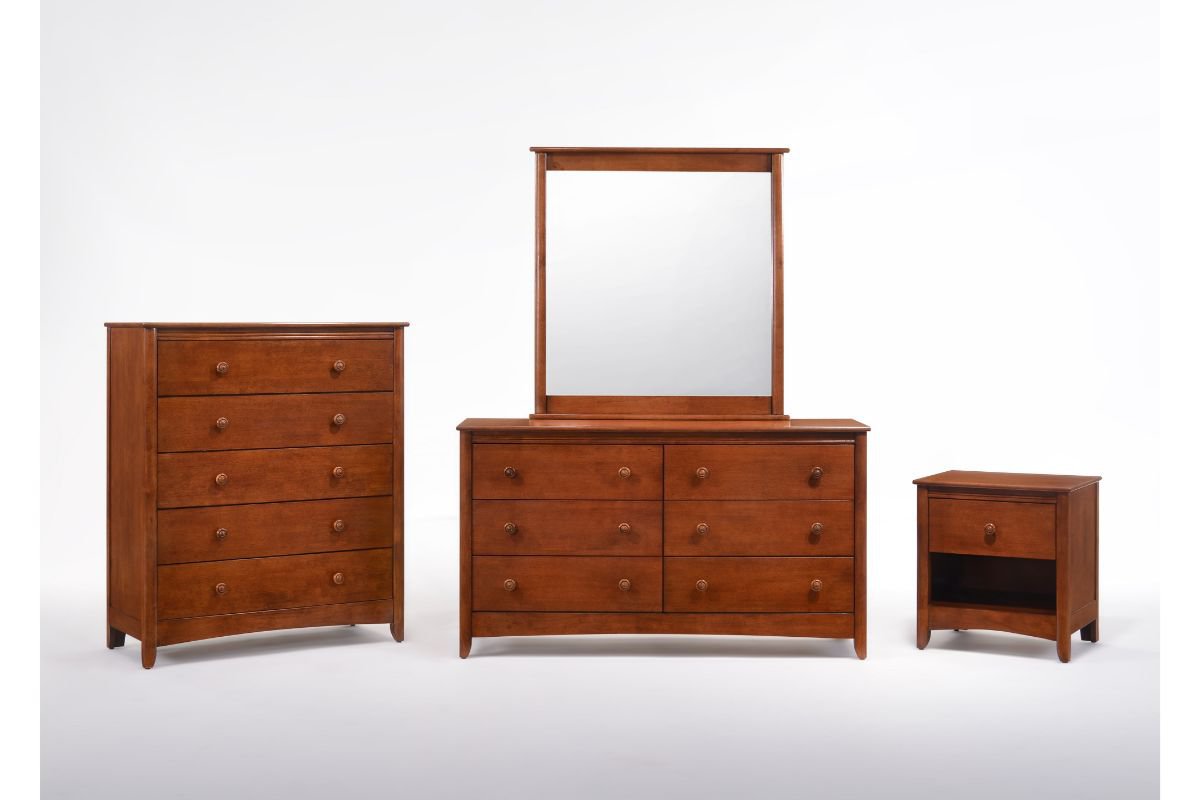 Night and Day Furniture Bedroom Cherry / 4 Piece Bundle (Mirror Included) Secrets Case Goods - Cherry