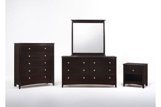 Night and Day Furniture Bedroom Dark Chocolate / 4 Piece Bundle (Mirror Included) Secrets Case Goods - Dark Chocolate