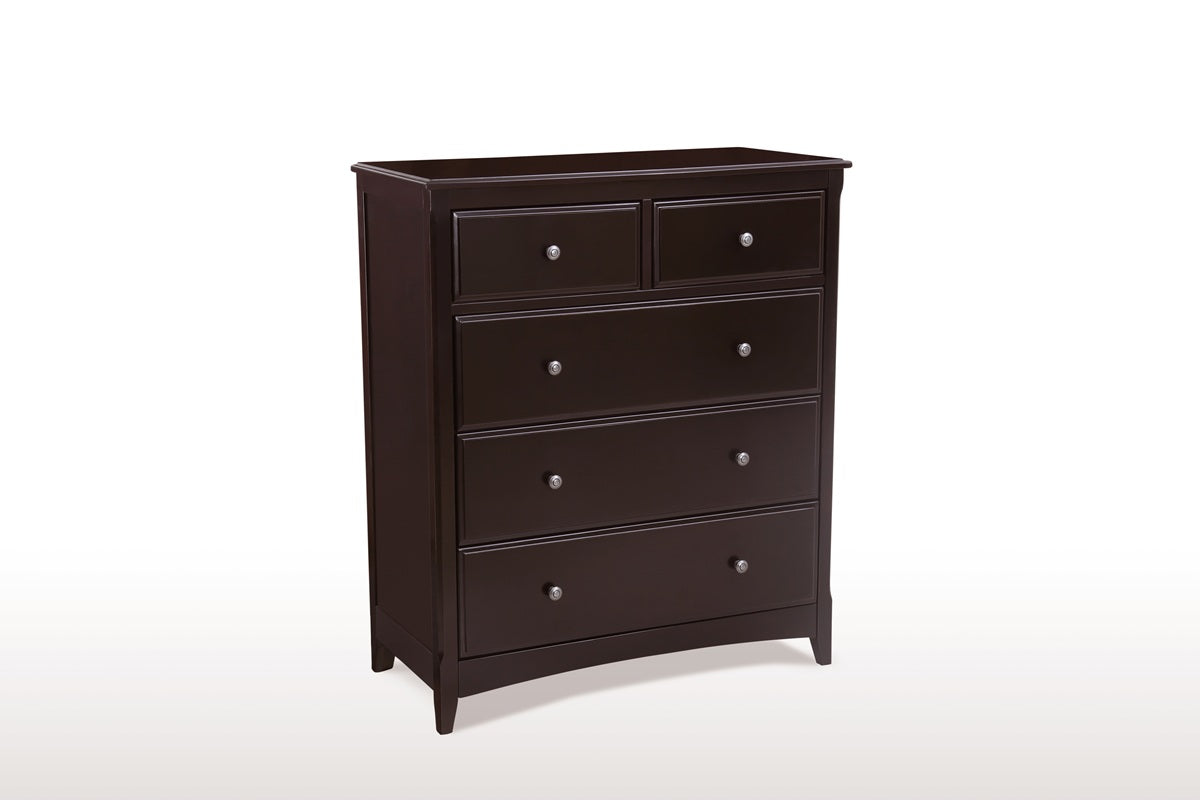 Night and Day Furniture Bedroom Dark Chocolate Secrets 5 Drawer Chest - Many Colours To Choose From
