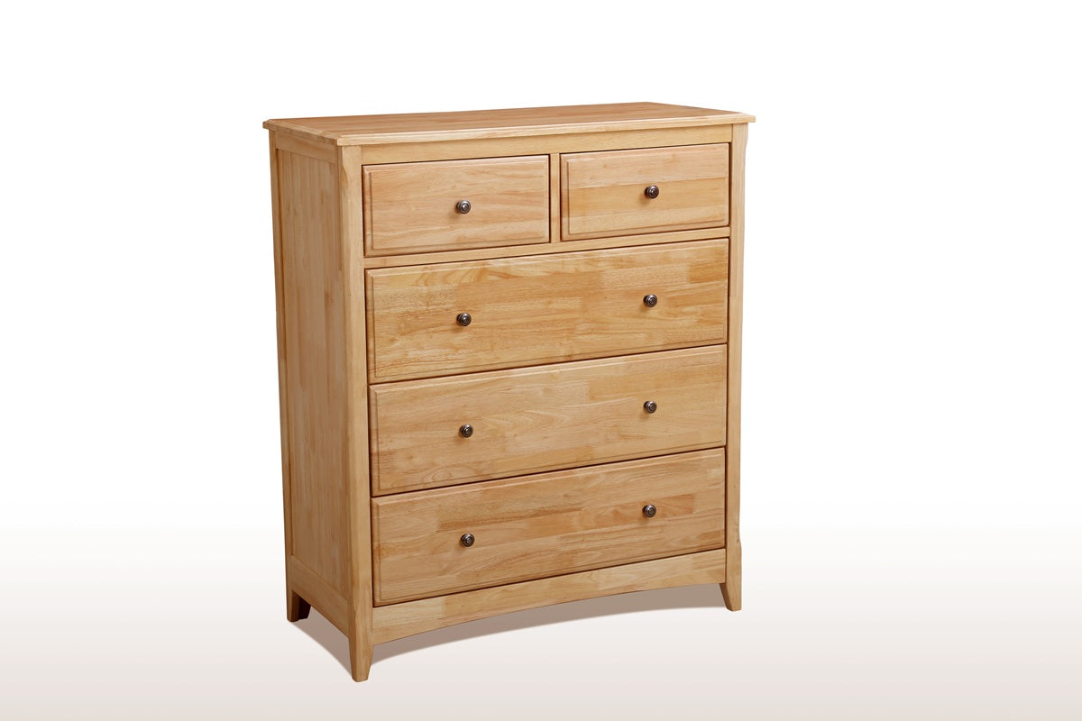 Night and Day Furniture Bedroom Natural Secrets 5 Drawer Chest - Many Colours To Choose From