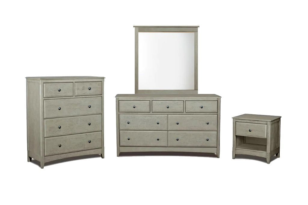 Night and Day Furniture Bedroom Brushed Driftwood / 4 Piece Bundle (Mirror Included) Secrets Case Goods - Brushed Driftwood