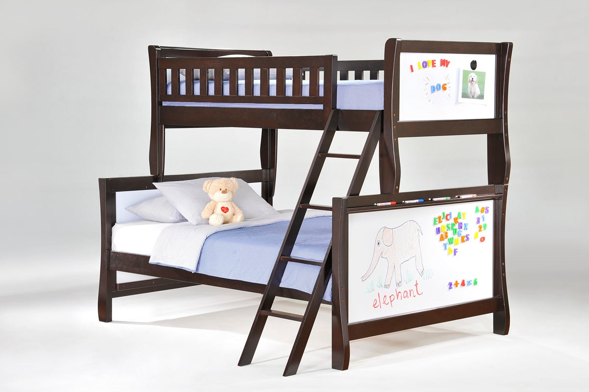 Night and Day Furniture Bunk Beds Bunkbed Only Scribbles Twin over Full Hardwood Bunk - Chocolate, In-Stock