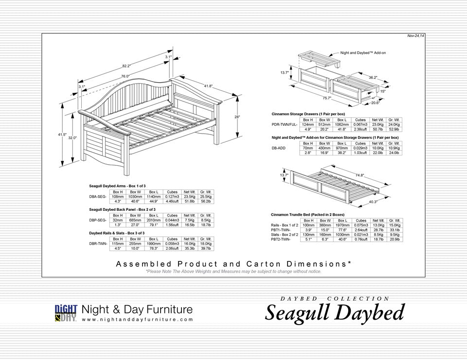 Night and Day Furniture Daybeds Seagull Daybed