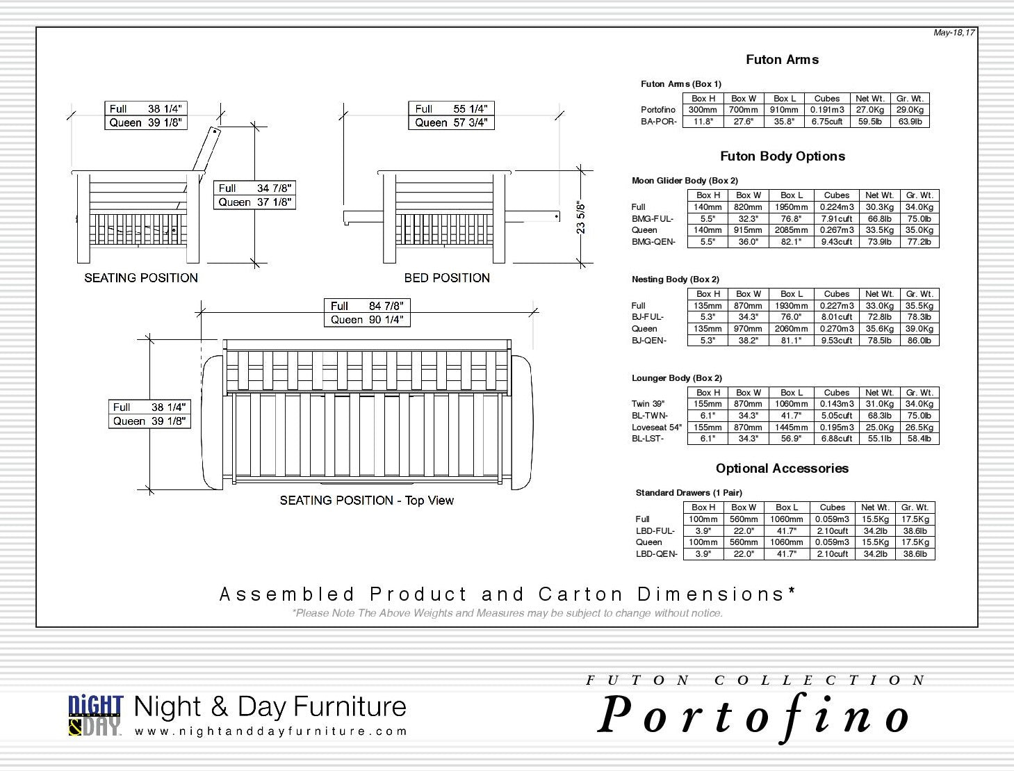 Night and Day Furniture Futons Portofino Futon Frame with Canadian Made Mattress