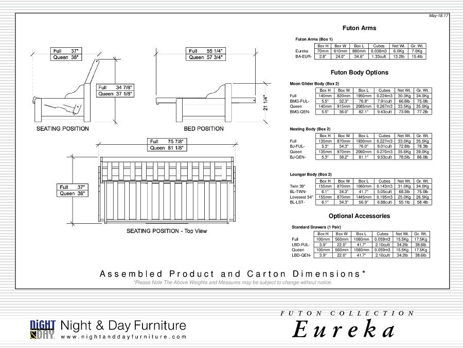 Night and Day Furniture Futons Eureka Futon Frame with Canadian Made Mattress