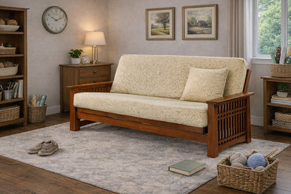 Night and Day Furniture Futons Full Futon Frame / Deluxe 8" Solstice Futon Frame with Deluxe 8" Mattress - Opportunity Buy