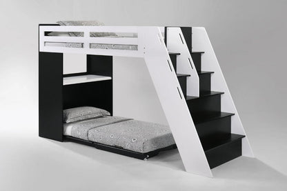 Night and Day Furniture Kids Bedroom Furniture White / Black Galaxy Loft Bunk Bed - All Colours