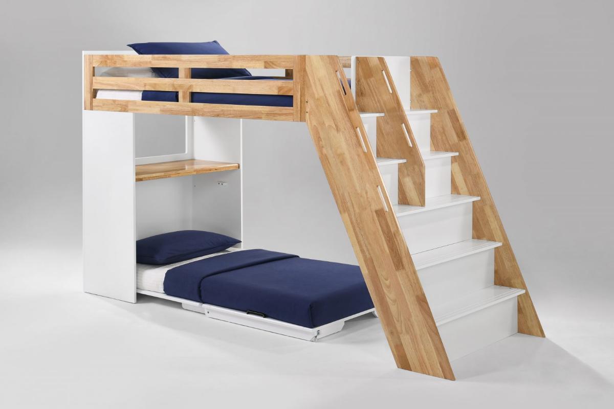 Night and Day Furniture Kids Bedroom Furniture Natural / White Galaxy Loft Bunk Bed - All Colours