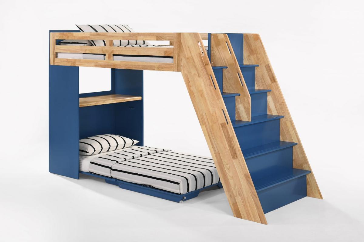 Night and Day Furniture Kids Bedroom Furniture Natural / Navy Blue Galaxy Loft Bunk Bed - All Colours