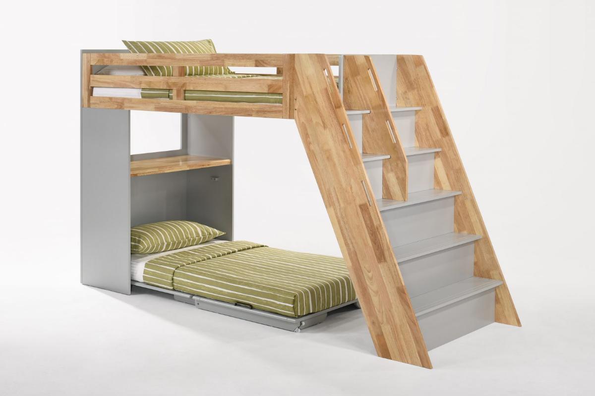 Night and Day Furniture Kids Bedroom Furniture Natural / Light Grey Galaxy Loft Bunk Bed - All Colours