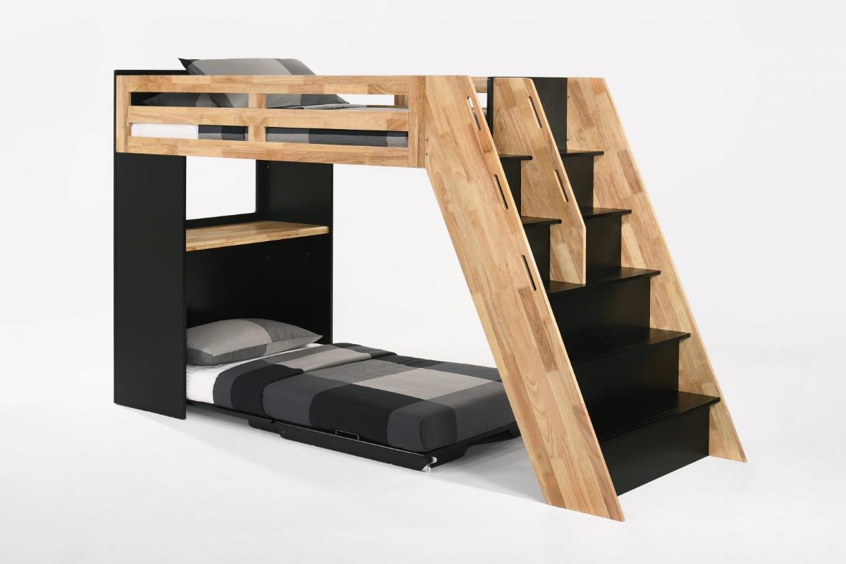 Night and Day Furniture Kids Bedroom Furniture Natural / Black Galaxy Loft Bunk Bed - All Colours