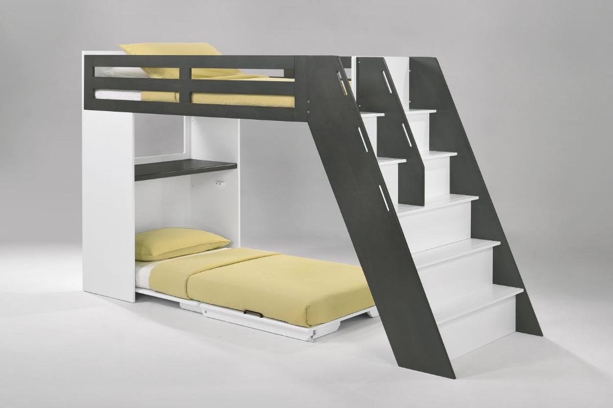 Night and Day Furniture Kids Bedroom Furniture Stonewash / White Galaxy Loft Bunk Bed - All Colours