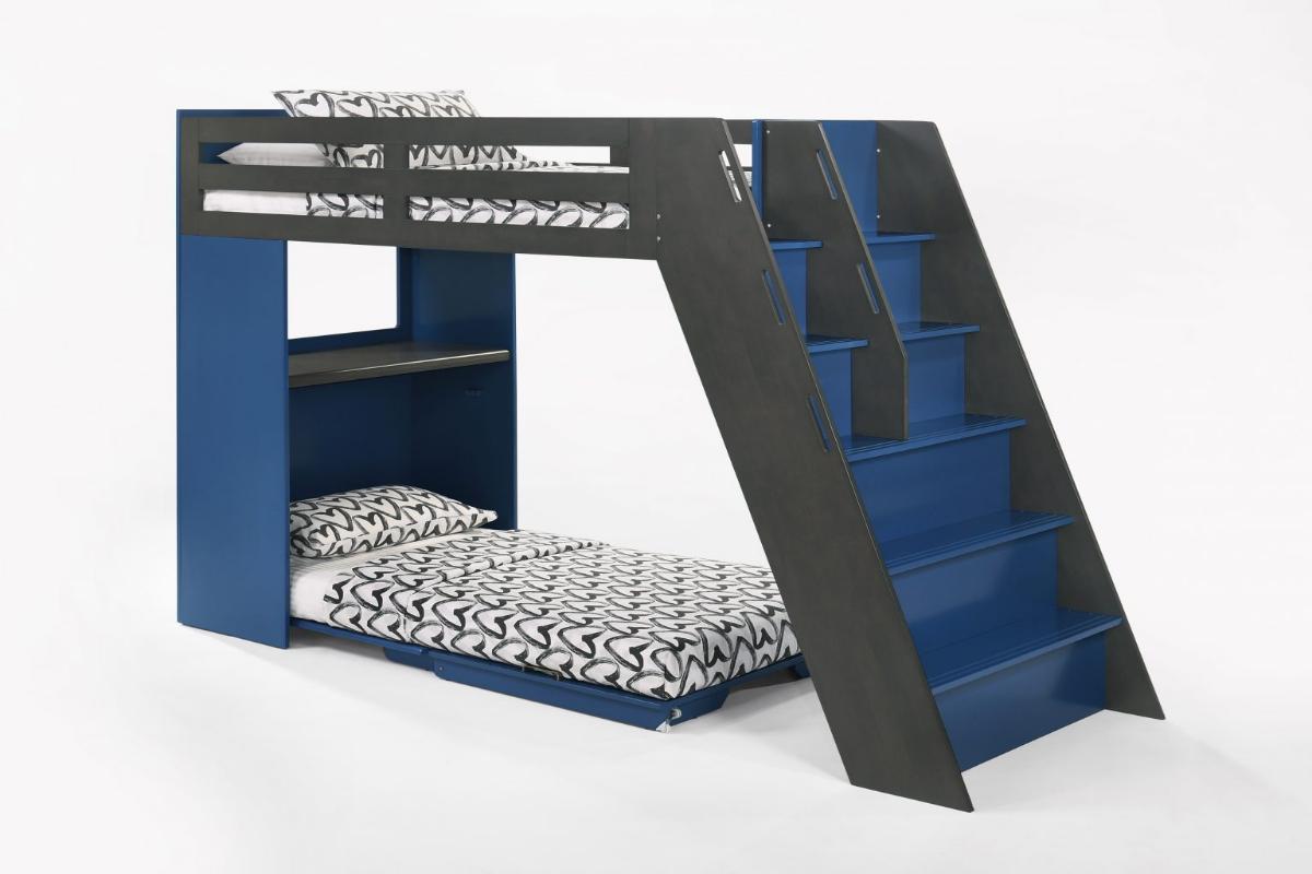 Night and Day Furniture Kids Bedroom Furniture Stonewash / Navy Blue Galaxy Loft Bunk Bed - All Colours
