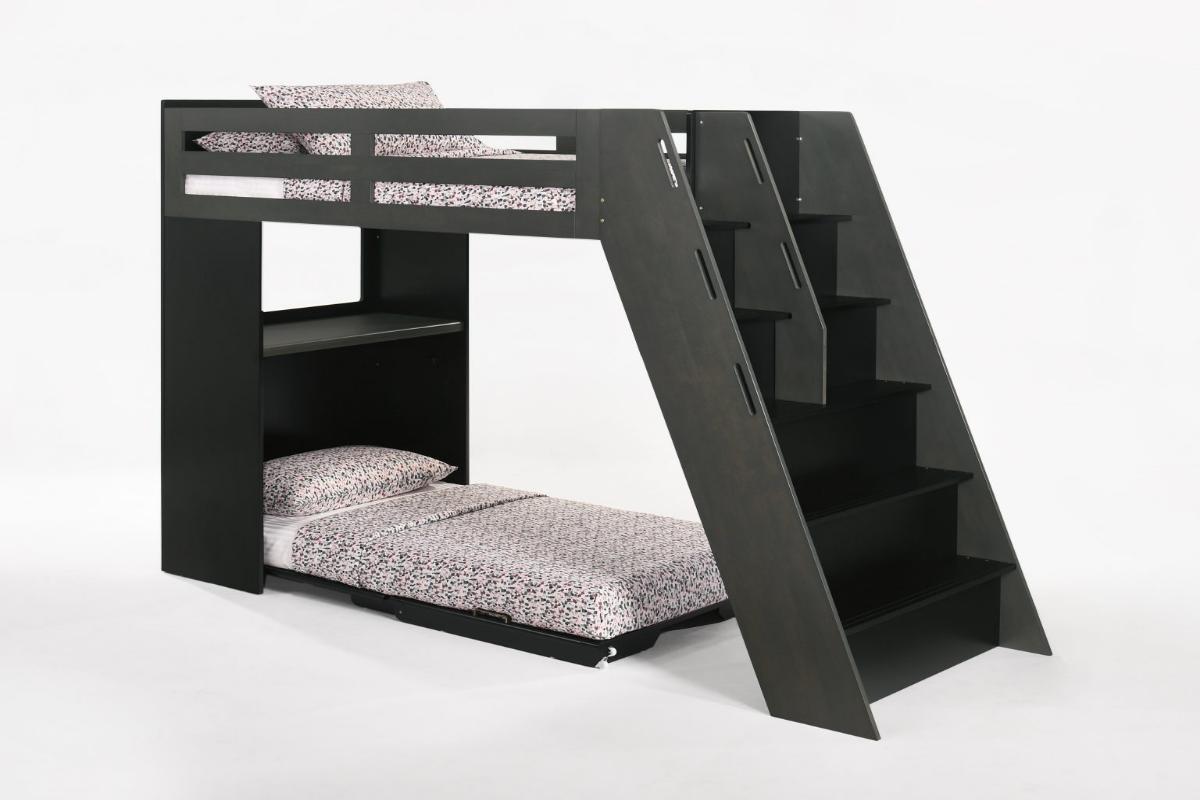 Night and Day Furniture Kids Bedroom Furniture Stonewash / Black Galaxy Loft Bunk Bed - All Colours