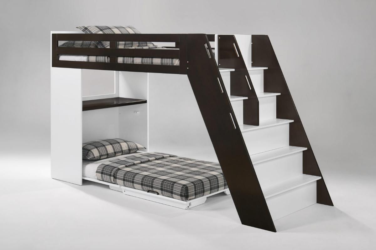 Night and Day Furniture Kids Bedroom Furniture Dark Chocolate / White Galaxy Loft Bunk Bed - All Colours