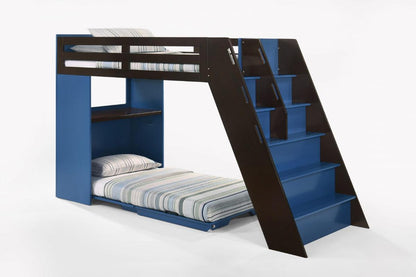 Night and Day Furniture Kids Bedroom Furniture Dark Chocolate / Navy Blue Galaxy Loft Bunk Bed - All Colours