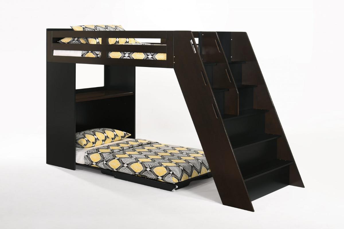 Night and Day Furniture Kids Bedroom Furniture Dark Chocolate / Black Galaxy Loft Bunk Bed - All Colours