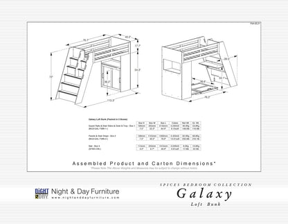 Night and Day Furniture Kids Bedroom Furniture Galaxy Loft Bunk Bed - All Colours