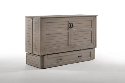 Night and Day Furniture Murphy Cabinet Beds Brush Driftwood / No Poppy Cabinet Murphy Bed w/ Queen Gel Memory Foam Mattress - 4 Colours
