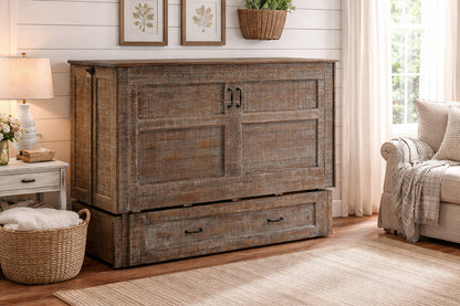 Night and Day Furniture Murphy Cabinet Beds Poppy Cabinet Murphy Bed w/ Queen Gel Memory Foam Mattress - 4 Colours