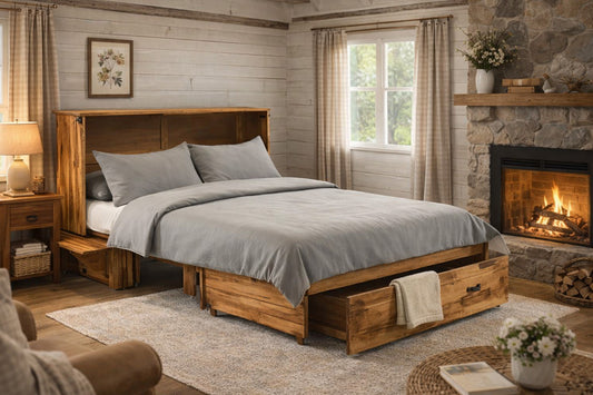 Night and Day Furniture Murphy Cabinet Beds Ranchero Murphy Cabinet Bed with Tri-Fold Foam Mattress - Available in 3 Colours