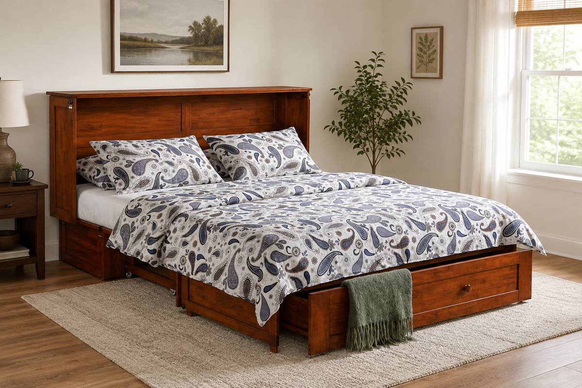 Night and Day Furniture Murphy Cabinet Beds Clover Queen Size Murphy Bed Cabinet with Gel Memory Foam Mattress - Available in 3 Colours