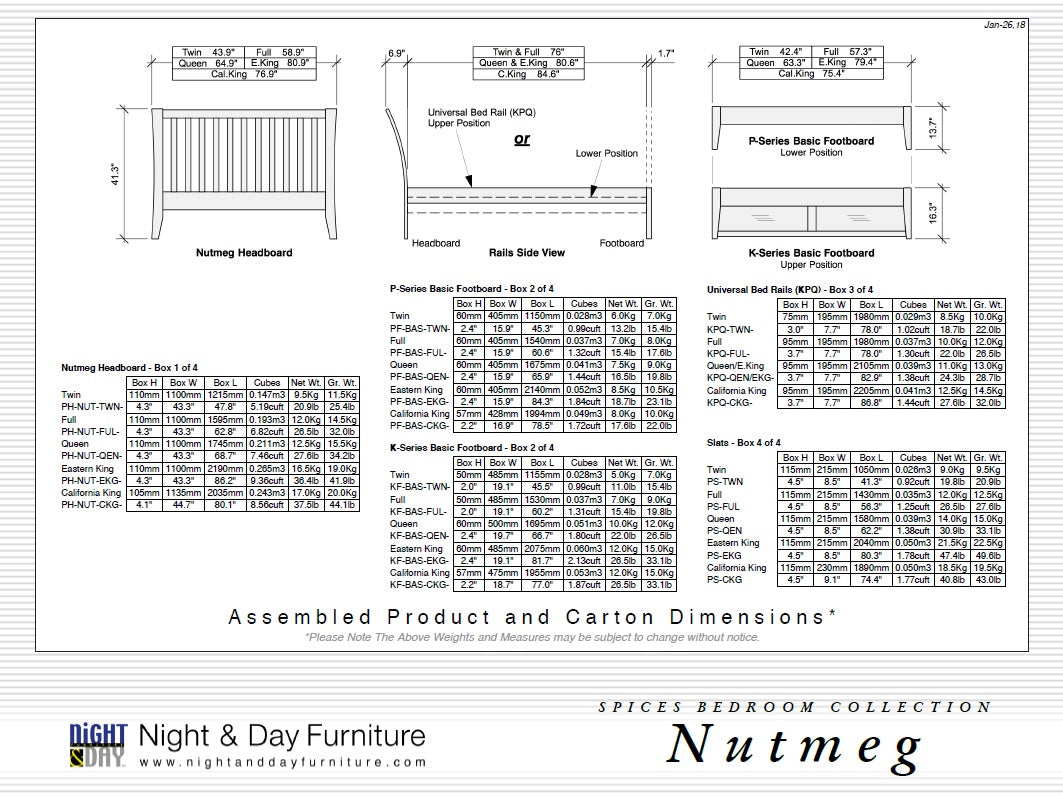Night and Day Furniture Platform Beds Nutmeg Platform Bed - 5 Colours Available