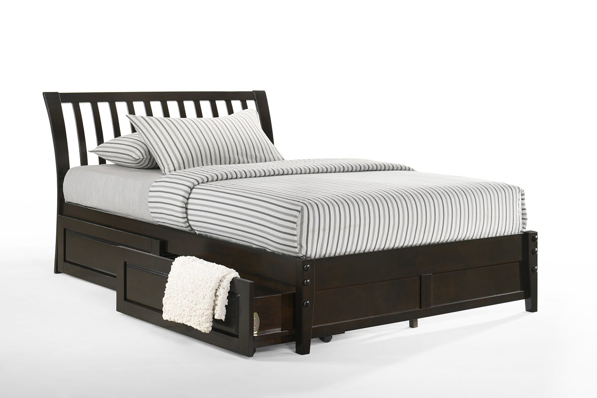 Night and Day Furniture Platform Beds Queen / Dark Chocolate / Platform Bed with set of 2 storage drawers Nutmeg Platform Bed - 5 Colours Available