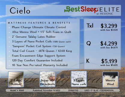 Restonic Mattress Demo/Floor Model Twin XL Best Sleep Elite Cielo Twin XL - Demo/Floor Model
