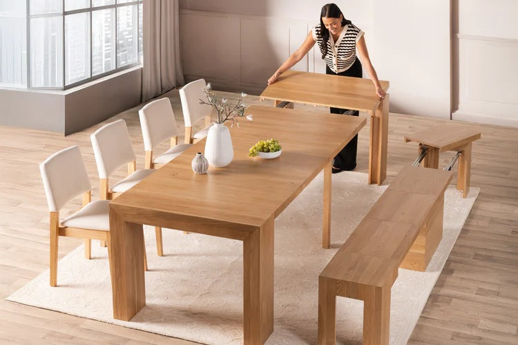 Transformer Table Indoor Furniture Scandinavian Oak Transformer Indoor Dining Set - The Host