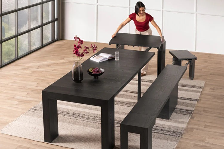 Transformer Table Indoor Furniture Smoked Hickory Transformer Indoor Dining Set - The Practical