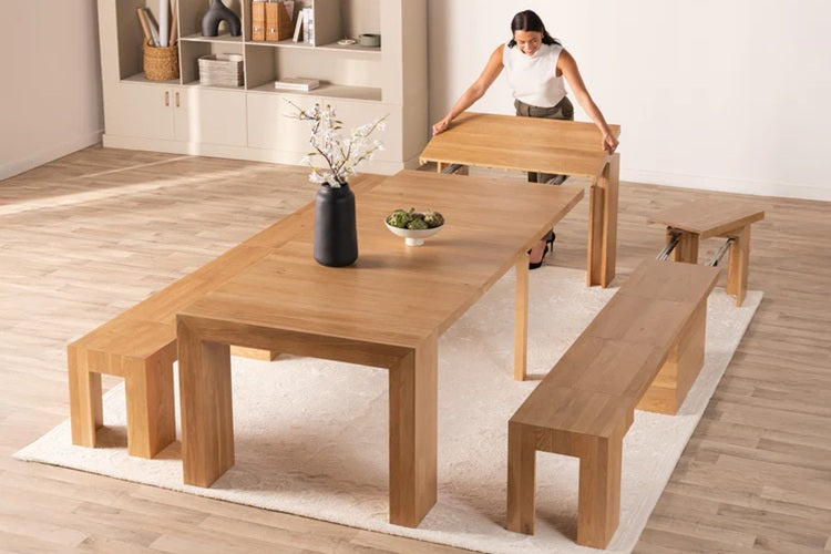 Transformer Table Indoor Furniture Scandinavian Oak Transformer Indoor Dining Set - The Gathering