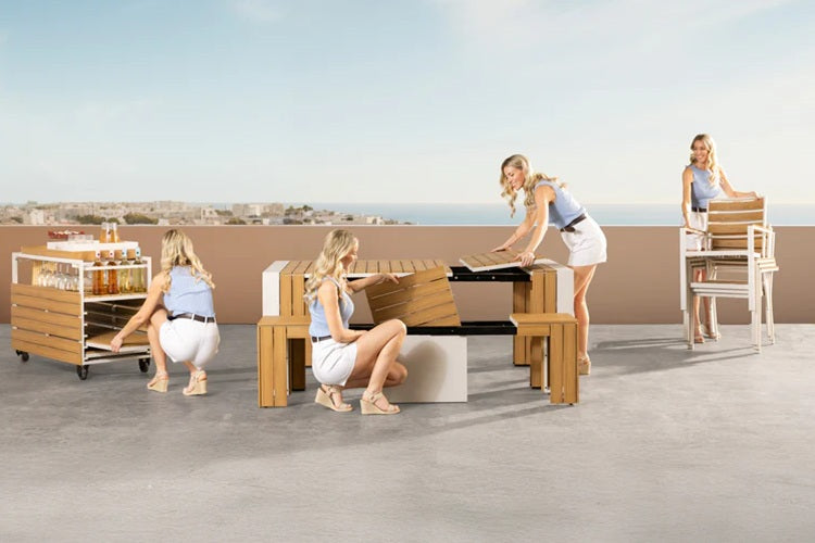 Transformer Table Outdoor Furniture Light Oak Transformer Outdoor Dining Set - The Practical