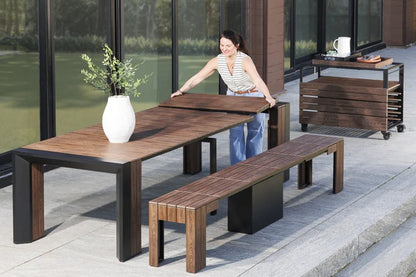 Transformer Table Outdoor Furniture Dark Walnut Transformer Outdoor Dining Set - The Practical
