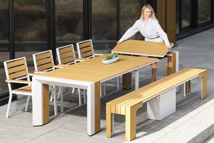 Transformer Table Outdoor Furniture Light Oak Transformer Outdoor Dining Set - The Host
