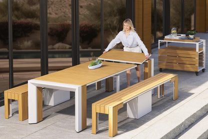 Transformer Table Outdoor Furniture Light Oak Transformer Outdoor Dining Set - The Gathering