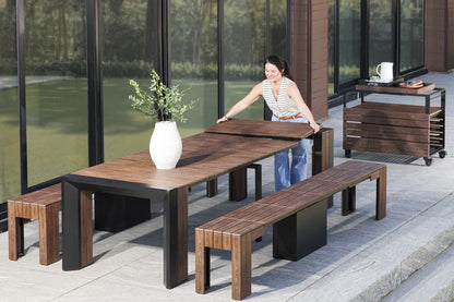 Transformer Table Outdoor Furniture Dark Walnut Transformer Outdoor Dining Set - The Gathering