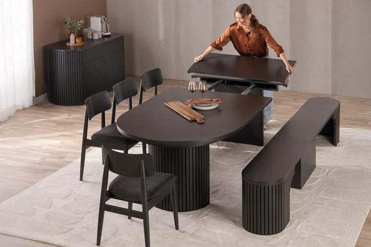 Transformer Table Round Dining Furniture Smoked Hickory Transformer Round Dining Set - The Host