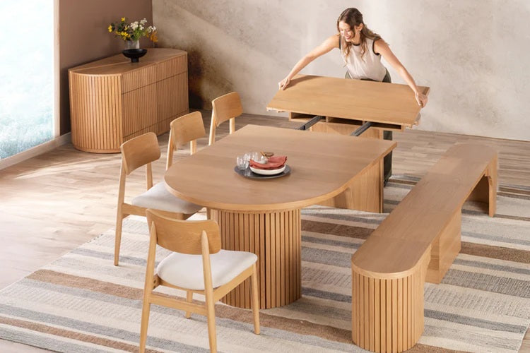 Transformer Table Round Dining Furniture Scandinavian Oak Transformer Round Dining Set - The Host