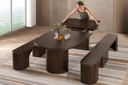 Transformer Table Round Dining Furniture Dark Walnut Transformer Round Dining Set - The Gathering