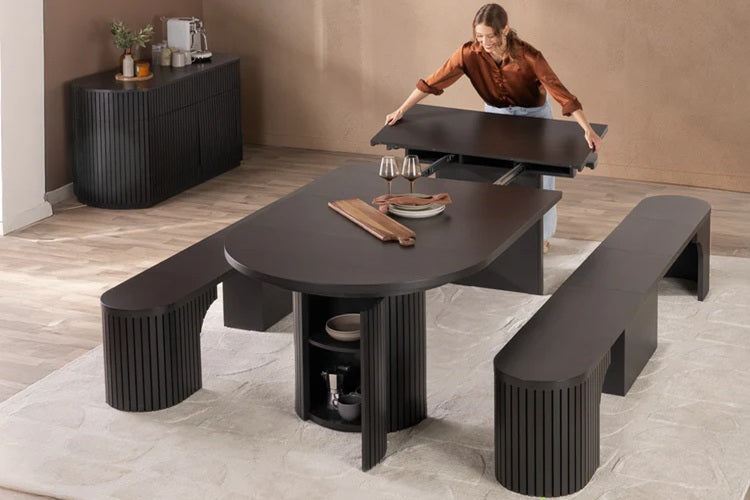 Transformer Table Round Dining Furniture Smoked Hickory Transformer Round Dining Set - The Gathering