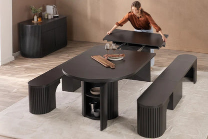 Transformer Table Round Dining Furniture Smoked Hickory Transformer Round Dining Set - The Gathering