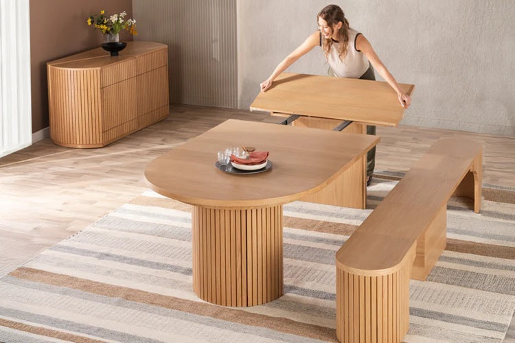 Transformer Table Round Dining Furniture Scandinavian Oak Transformer Round Dining Set - The Practical