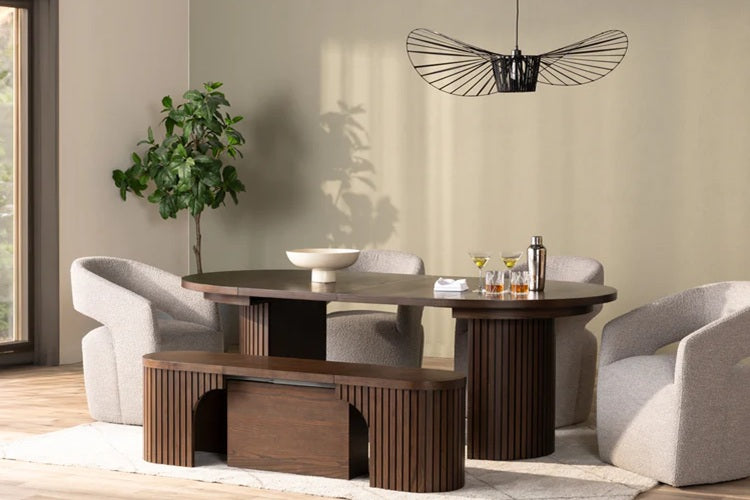 Transformer Table Round Dining Furniture Dark Walnut Transformer Round Dining Set - The Practical